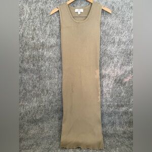 Magaschoni S/P Ribbed Knit Midi Dress - Tan/Taupe Rayon Nylon‎ Blend